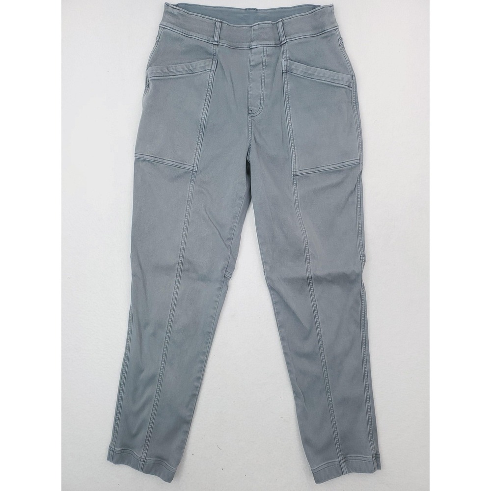 Spanx Twill Ankle Pants Womens Medium Gray Pull On Slim Fit Utility Pockets